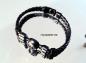 Preview: Armband | Edelstahl | Leder Mix | Skull / Totenkopf | Schwarz | Unisex