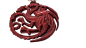 Preview: Game of Thrones Halskette mit großem Targaryen Drachen Anhänger Metallic Rot