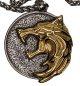 Preview: The Witcher Gerald ☢ Wild Hunt ☢ Motiv Wolf Gold - Silber 3D Medallion ☢ Kette Edelstahl