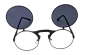 Preview: Vintage Steampunk Flip Sonnenbrille ☢  Retro Gothic Google Brille ☢ Schwarz