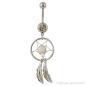 Preview: Traumfänger Bauchnabelpiercing Dreamcatcher Kristall Weiß 1.6