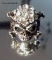 Preview: Totenkopf - Skull - Biker Ring mit Steinen - Silberfarben