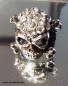 Preview: Totenkopf - Skull - Biker Ring mit Steinen - Silberfarben