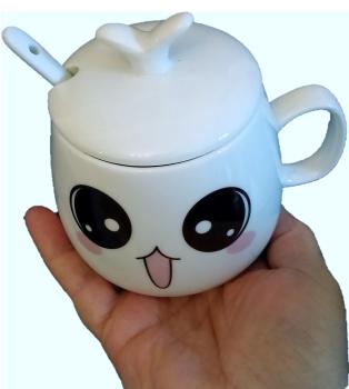 Teetasse - Kaffeetasse mit Deckel und Zubehör Anime Cartoon Motiv Teetasse