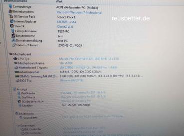 Clevo M665S Notebook ☑️ Intel Cel.1.6 GHz ☑️ incl Tasche und Software ☑️ 15,4 Zoll WXGA