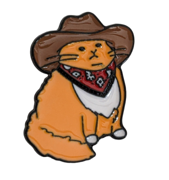 Cowboy Katze Metall Pin Brosche Anstecknadel Emaille Katze mit Hut