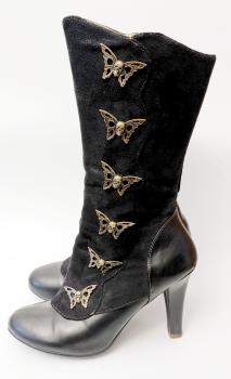 Damen Stiefel ❖ Demonia TESLA-107 Blk ❖ Microfiber-Wadenstiefel Leder