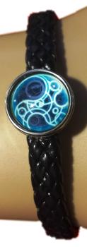 Doctor Who GALLIFREYAN | Time Lord | Snap Leder Armband | Glascabochon Farbwahl