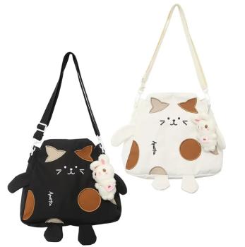 Damen Umhängtasche - Schultertasche Crossbodie 3D Katze mit Plüschanhänger