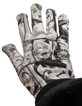 Handschuhe Manga Ahegao Motiv ❖ Manga Print ❖ Winterhandschuhe Cosplay ❖ Kostüm Handschuhe