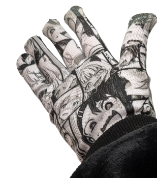 Handschuhe Manga Ahegao Motiv ❖ Manga Print ❖ Winterhandschuhe Cosplay ❖ Kostüm Handschuhe