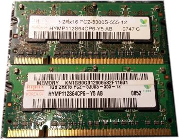 Hunix Notebook RAM 2GB (2x1 GB) | RAM PC2 - 5300S - 555 -12