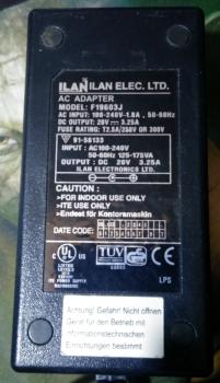 ILAN ELEC.LTD AC Adapter F19603J ☑️ DC 20V -3.25A ☑️ Notebook Netzteil