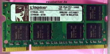 Kingston KY9530-HYC | 1GB DDR2 | PC2-5300 2Rx8 667MHz CL5 SO-DIMM 200-pin | Laptop Speicher