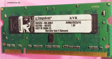 Kingston 1GB DDR2 RAM 667 MHz PC2-5300 KVR667D2S5/1G Notebook