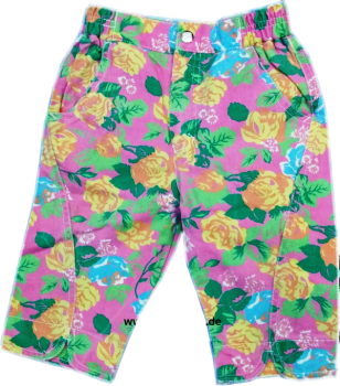 Kinder Caprihose - Jeanshose für Mädchen Rosa Bunt Rosen