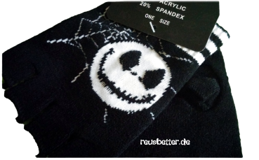 Jack Skellington シ Fingerlose Handschuhe mit Spinnennetz Design