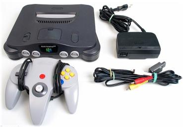 Nintendo 64 Konsole NUP 10227334 N64 PAL schwarz Original Controller und Zubehörpaket