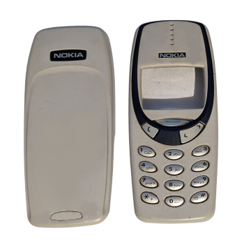 Original Nokia 3310 3330 Handyhülle Grau Blau komplett