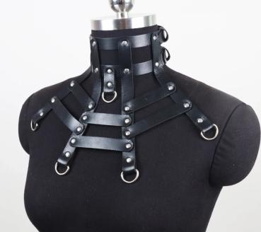 Unisex Halsband Collier Gothic - Szene - Harajuku D-Ringe PU Chockers 4 Reihig Schwarz