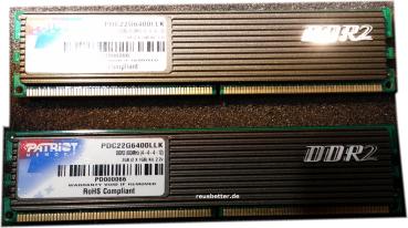 Patriot PC Arbeitsspeicher ►4 GB Kit (2x2GB)►DDR2 ► 800 MHz ► PC RAM