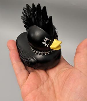 Punk Black Skulptur Harz Badeentchen - Sammlerente Deko Entchen