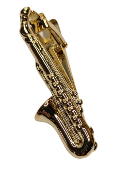 Saxophon Goldfarben Krawattenclip - Musiker Krawattenklammer