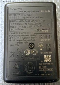 Sony Batterie Ladegerät BC-CSN 4.2V mit Sony Li-ion Akku NP-BN1