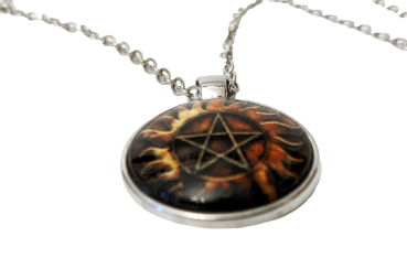 Supernatural ☢ Anti Dämonen ☢ Pentagramm Tattoo Kette ☢ Glas Cabochon