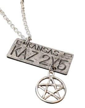 Supernatural ☢  Dean Winchester Kette ☢ Impala Kansas KAZ 2Y5 mit Pentagram ☢ Silber