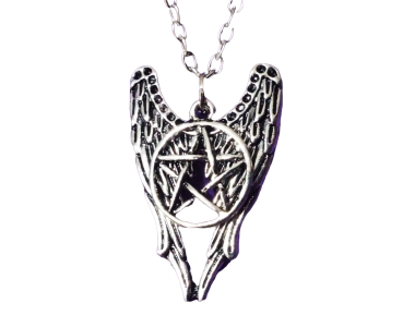 Supernatural Kette ☢ Pentagramm mit Flügel Castiel ☢ Winchester Kette Silber