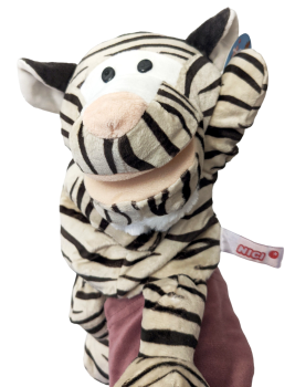 Handspielpuppe Tigerシ Handpuppe mit Klappmaul シ schwarz-weiß