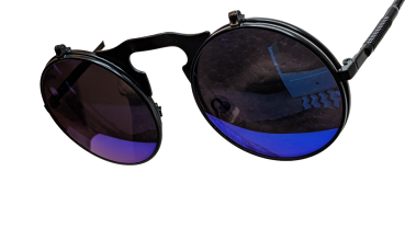 Vintage Steampunk Flip Sonnenbrille ☢  Retro Gothic Google Brille ☢ Blau