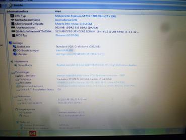 Acer Extensa 6702-200 Notebook Intel M740 1,73 GHz 15.4 Zoll