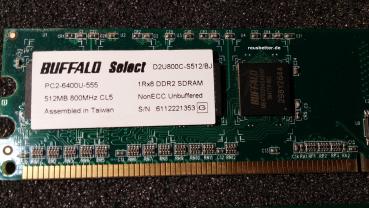 Buffalo Select - 1 GB - 2x512 MB PC-6400U-555 PC RAM