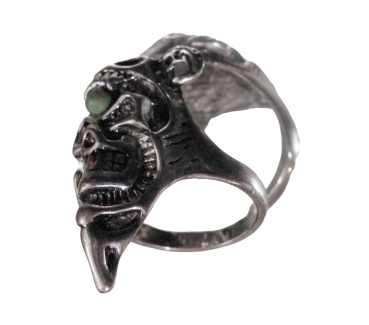 Unisex Totenkopf Totem Ring ð mit Stein Silberfarben ð