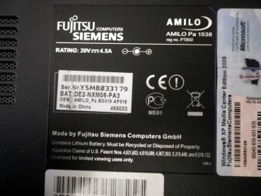 Fujitsu Amilo Pa 1538 | AMD Turion 1.6 GHZ |  15,4 Zoll | Bastler - Recycling Notebook