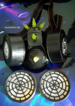 INDUSTRIAL, CYBER ,Gothic, Club ☑️ GASMASKE LED und UV Spikes Neon ☑️ Unisex