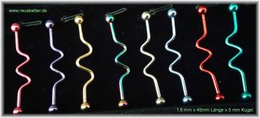 Industrial Piercing Twister Spirale Eloxiert 1.6er 14G Regenbogen