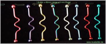 Industrial Piercing Twister Spirale Eloxiert 1.6er 14G Regenbogen