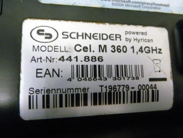 Schneider - Hyrican Laptop | Cel M360 | Intel 1,4 GHz | 80 GB HDD | 15 Zoll