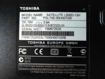 TOSHIBA Satellite L500D - 13H Notebook | AMD DualCore 2x 2.10 GHz | 15.6 "