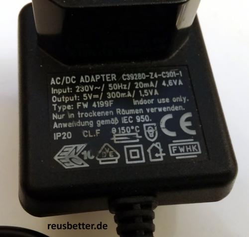 AC - DC Adapter C39280-Z4-C301-1 - 5V Netzteil