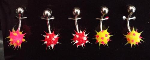 Bauchnabel Piercing - Silikon Spikes Bunt - 1.4 -16G