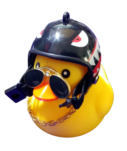 Biker Badeente mit Dämonen Helm und Brille ☠ Deko Entchen ☠ Auto - Bike ☠ Sammeln