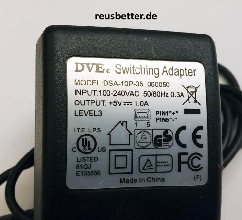 DVE Adapter✐DSA-10P-05 ✐Mini USB Netzteil✐5V