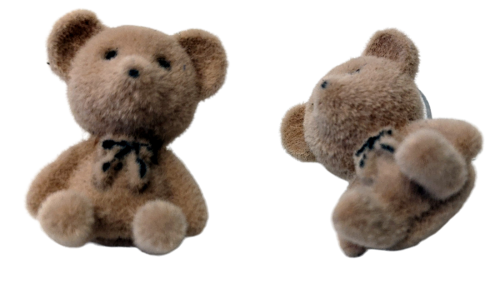 Ohrstecker Plüsch Bärchen - Ohrringe Plüschbärchen - Kragen Stecker Teddy  - Teddybär Flock