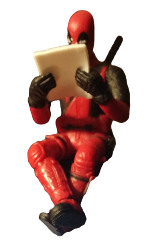 Deadpool Deko Figur Kantensitzer | Desktop Figur sitzend - mit Box