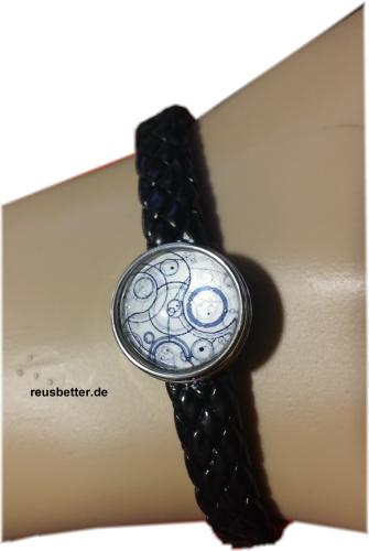 Doctor Who GALLIFREYAN | Time Lord | Snap Leder Armband | Glascabochon Farbwahl