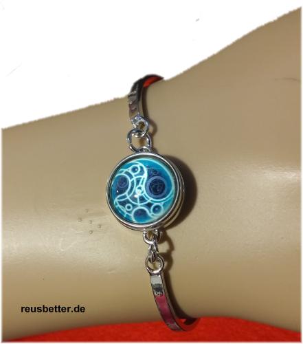 Doctor Who GALLIFREYAN | Time Lord | Snap Gliederarmband Silber | Cabochon Farbwahl